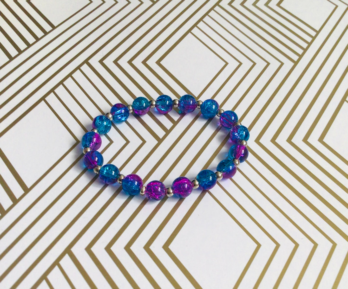 Purple and Blue Beaded Bracelet