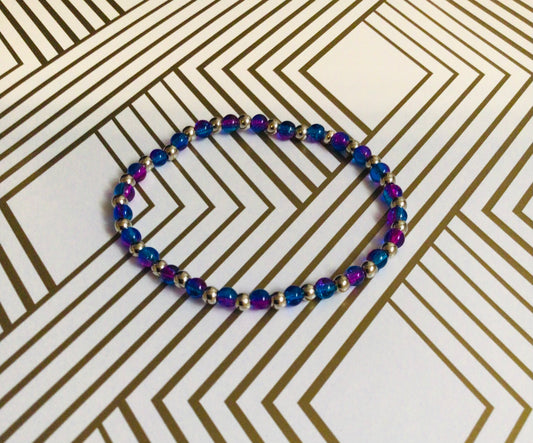 Small Purple Blue Beaded Bracelet