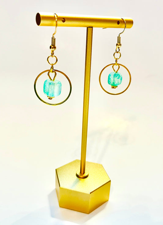 Light Green Agate Pendant Earrings